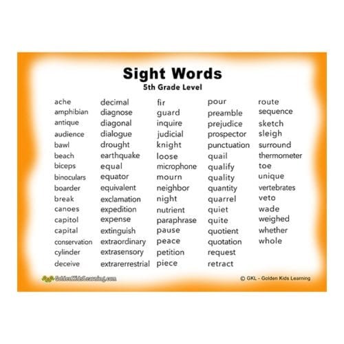 mlpp 4th grade sight words