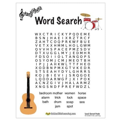 free word search worksheets for 2nd grade golden kids