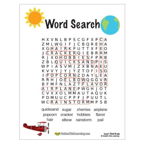 free word search worksheets for 3rd grade golden kids learning