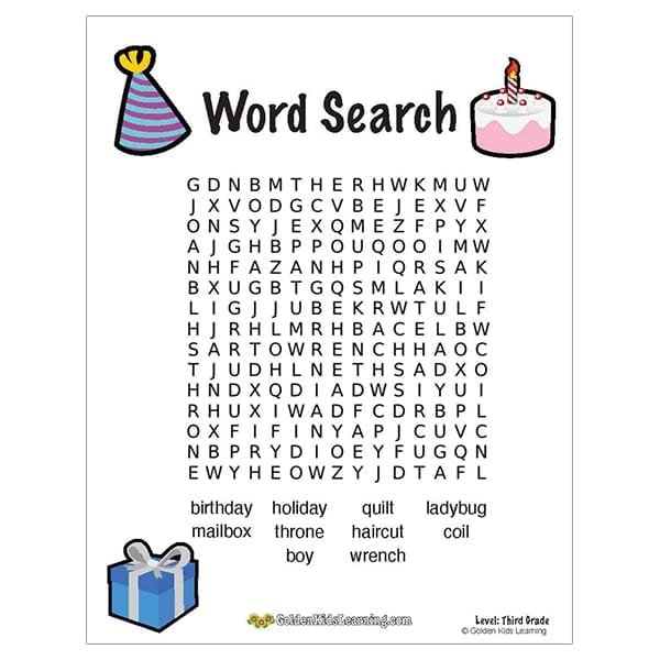 Free Word Search Worksheets For 3rd Grade Golden Kids Learning