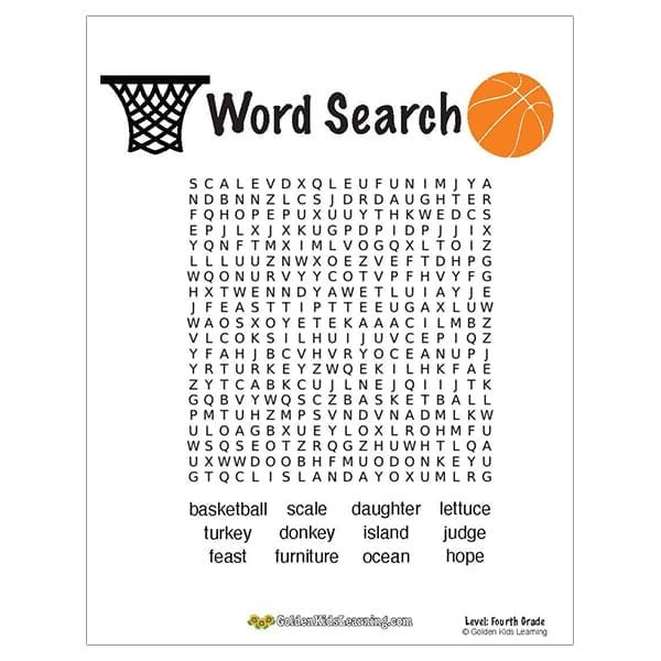 Free Word Search Worksheets For 4th Grade Golden Kids Learning 