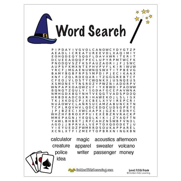 free word search worksheets for 5th grade golden kids learning