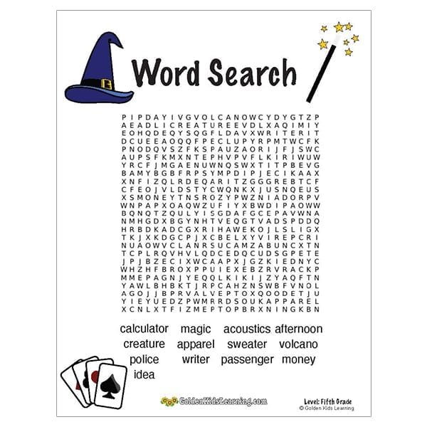 Free Word Search Worksheets For 5th Grade Golden Kids Learning