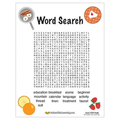 Free Word Search Worksheets for 1st Grade | Golden Kids Learning