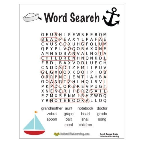 Free Word Search Worksheets for 2nd Grade | Golden Kids Learning