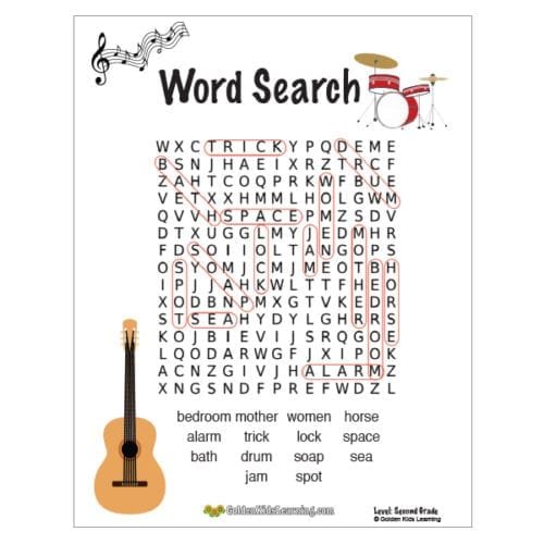 Free Word Search Worksheets for 2nd Grade | Golden Kids Learning