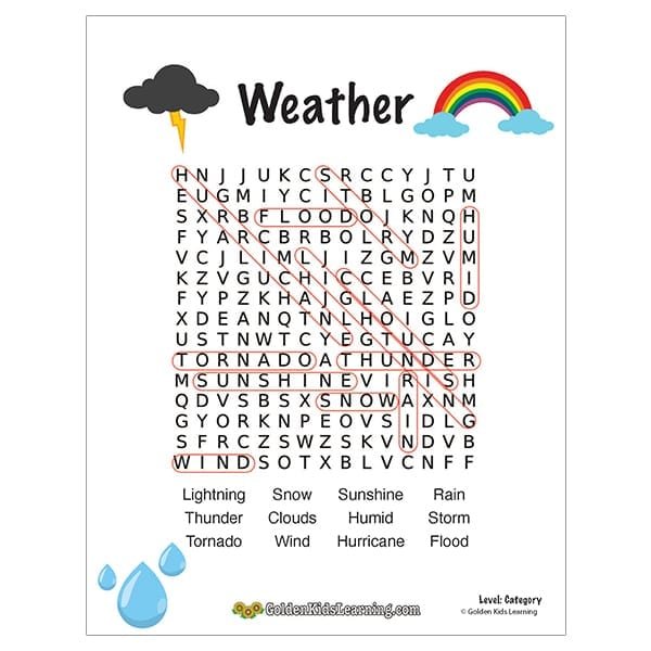 Free Word Search Worksheets - Category Words 