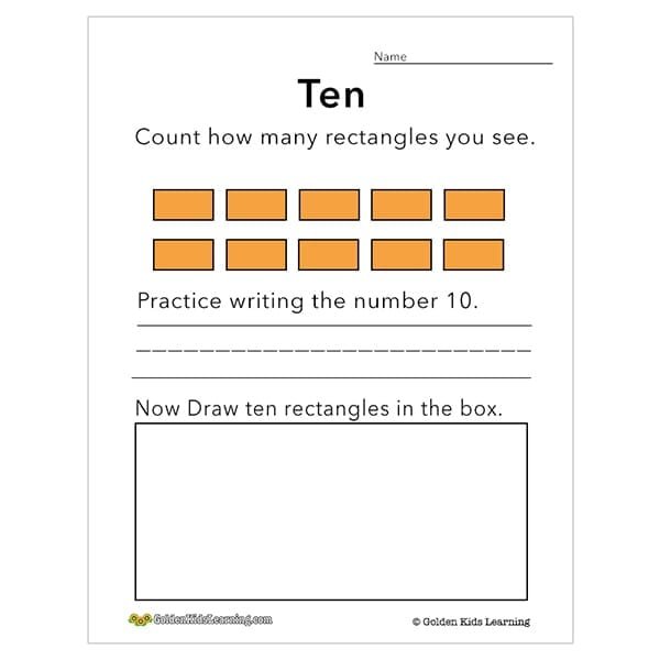 Learn Number 10 | Free Educational Worksheets - GKL