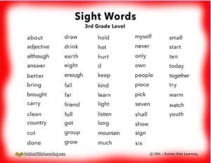 sight word lists for 3rd grade video frequently used