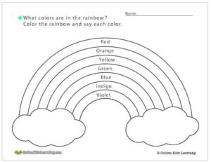 Color the Rainbow | What colors are in the rainbow? | Free worksheet