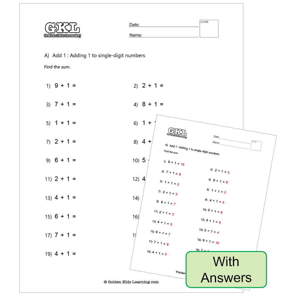 Adding 9 Free 1st Grade Math Worksheets Golden Kids Learning
