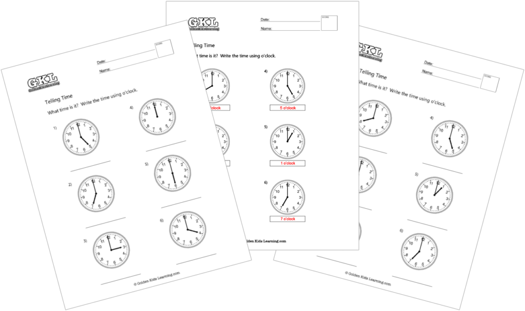 Free Time Telling Worksheets for 1st Grade | Golden Kids Learning