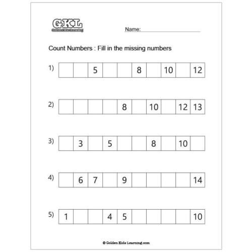 Count from Random Number | Free Kindergarten Worksheet